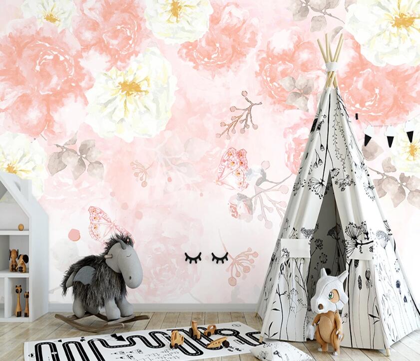 3D Pink Flowers WC34 Wall Murals Wallpaper AJ Wallpaper 2
