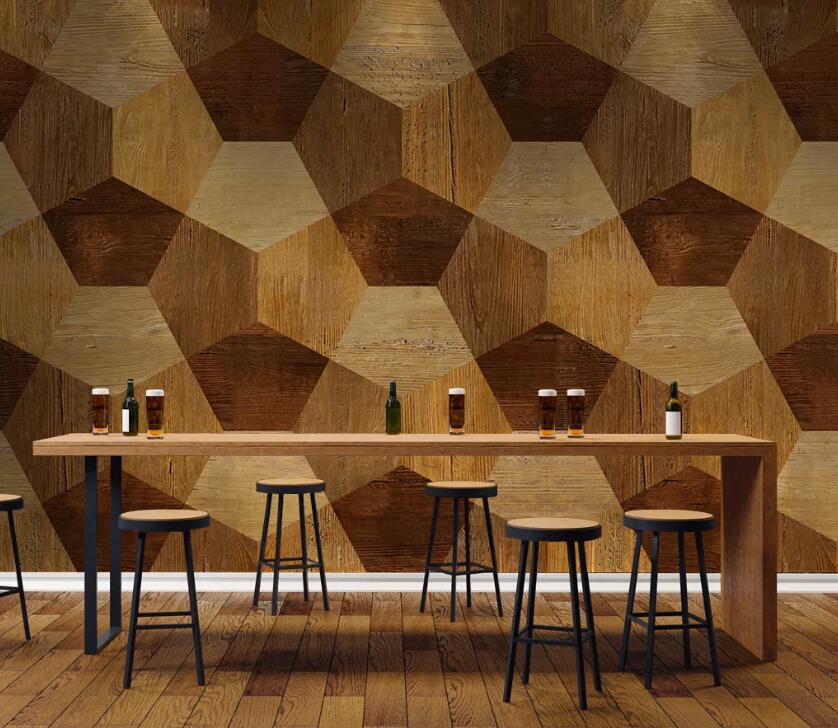 3D Colored Wooden Geometry WC25 Wall Murals Wallpaper AJ Wallpaper 2