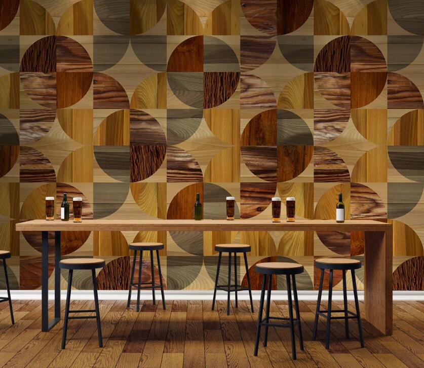 3D Wooden Geometry WC20 Wall Murals Wallpaper AJ Wallpaper 2