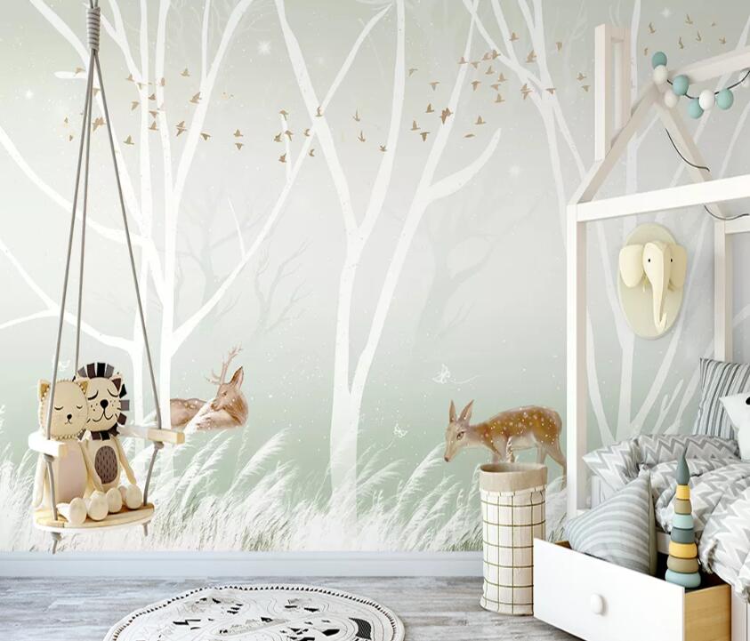 3D Deer Forest WC03 Wall Murals Wallpaper AJ Wallpaper 2