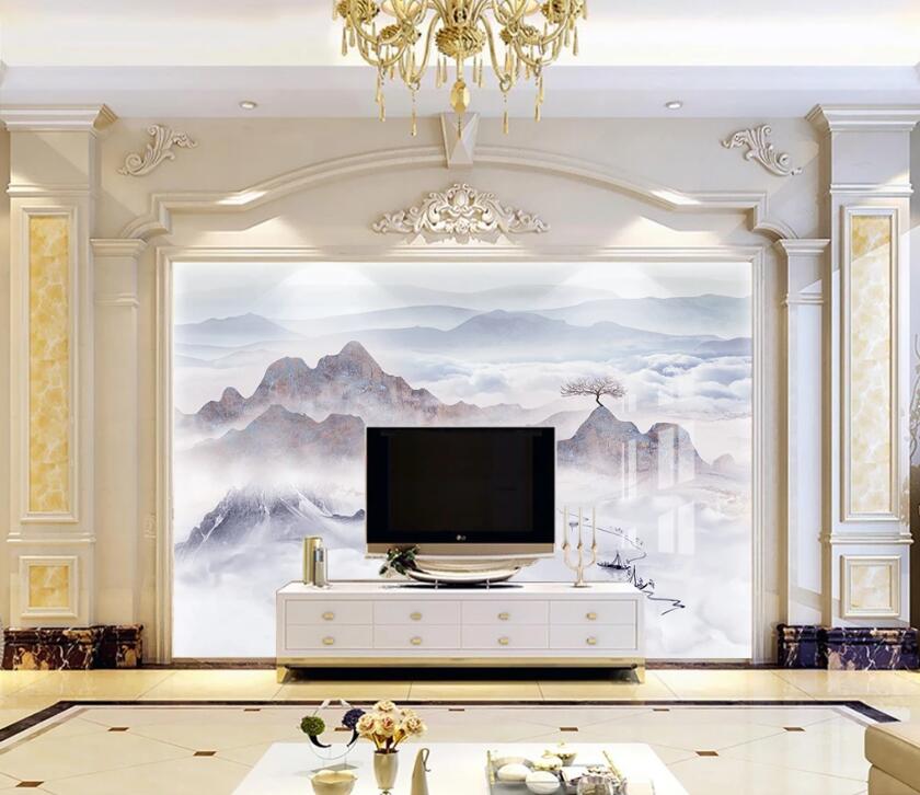 3D Mountain River WC02 Wall Murals Wallpaper AJ Wallpaper 2