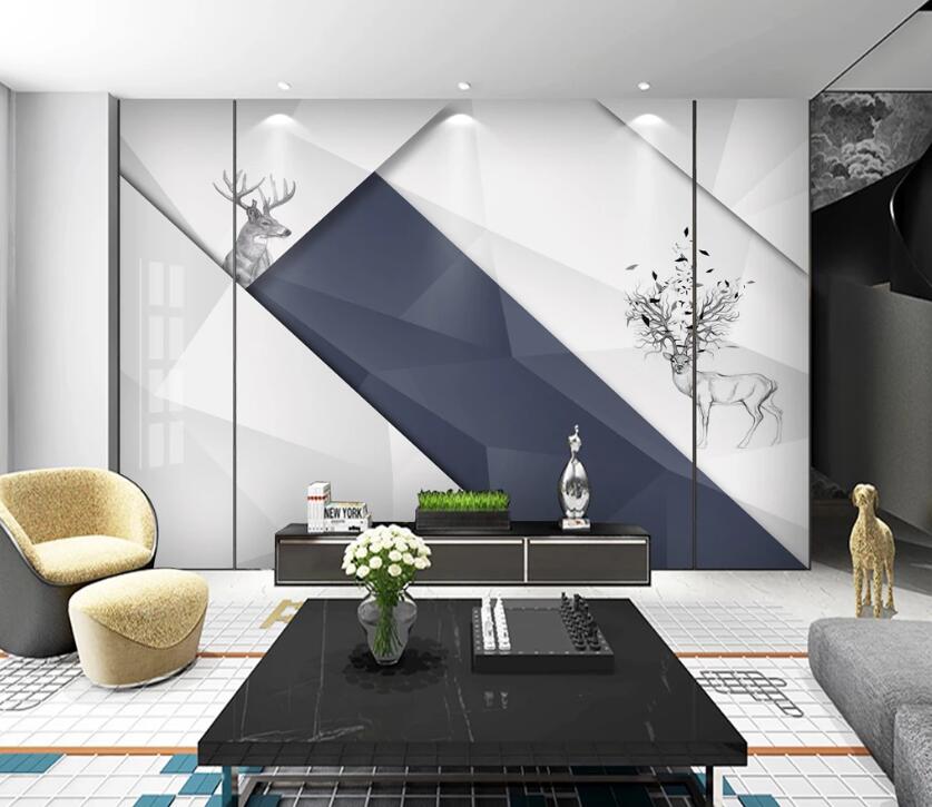 3D Elk Geometry WC82 Wall Murals Wallpaper AJ Wallpaper 2