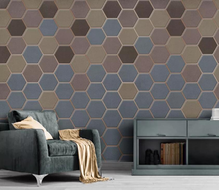 3D Colored Hexagon WC2576 Wall Murals