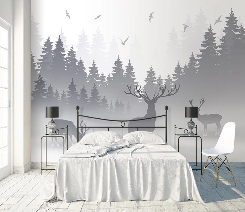 3D Deer Forest WC37 Wall Murals Wallpaper AJ Wallpaper 2