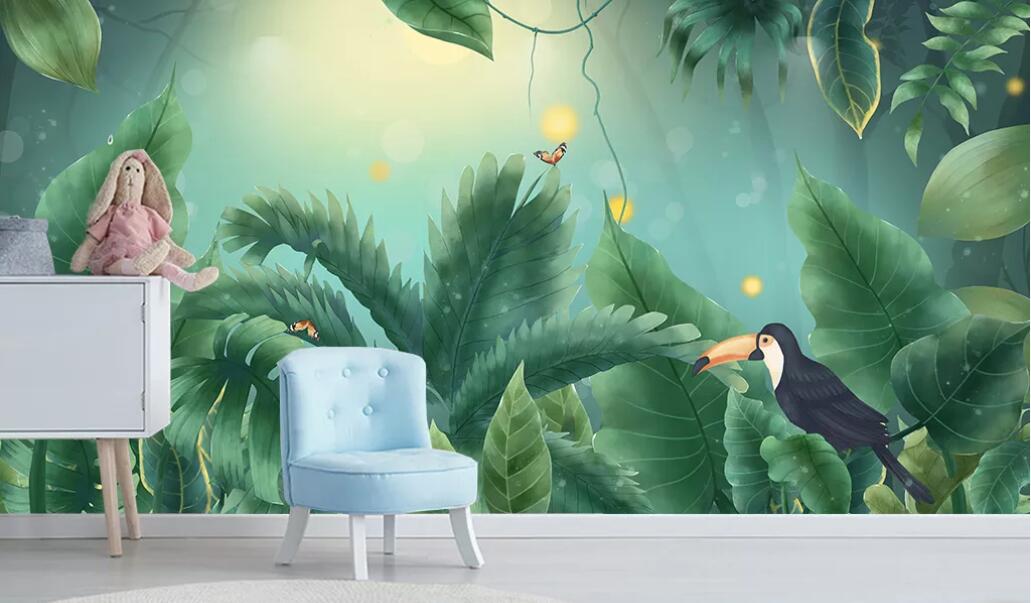3D Green Leaf WC72 Wall Murals Wallpaper AJ Wallpaper 2