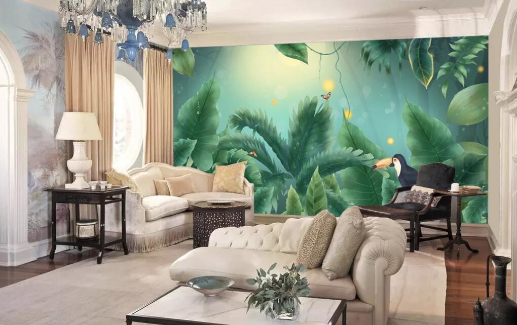 3D Green Leaf WC72 Wall Murals Wallpaper AJ Wallpaper 2