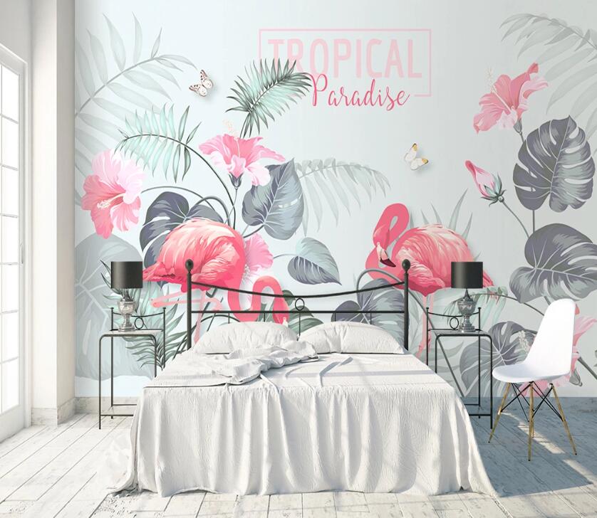 3D Pink Flamingo WC50 Wall Murals Wallpaper AJ Wallpaper 2