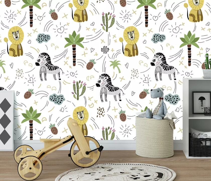 3D Zebra Lion WC2475 Wall Murals