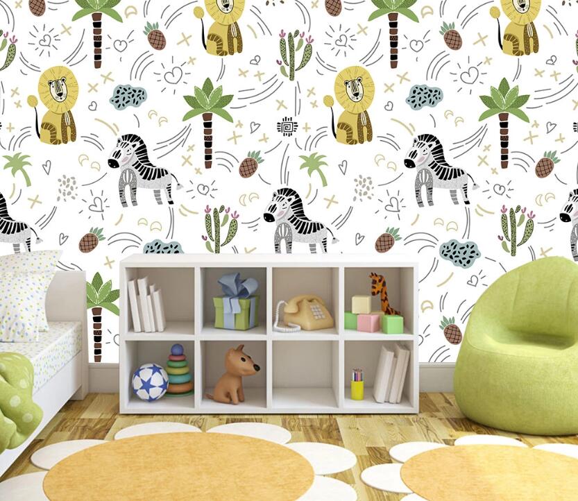 3D Zebra Lion WC2475 Wall Murals