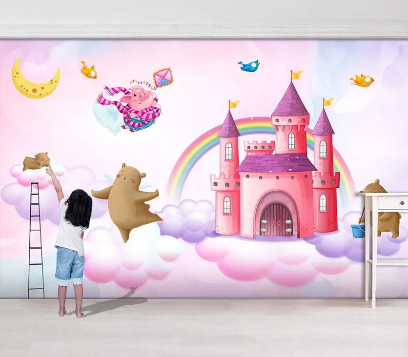 3D Pink Castle WC09 Wall Murals Wallpaper AJ Wallpaper 2