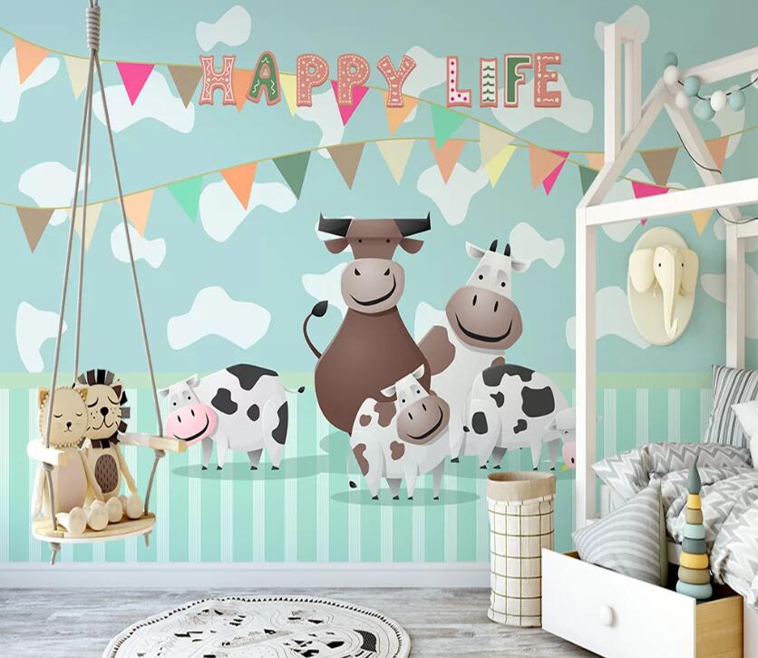 3D Cow Cute WC08 Wall Murals Wallpaper AJ Wallpaper 2