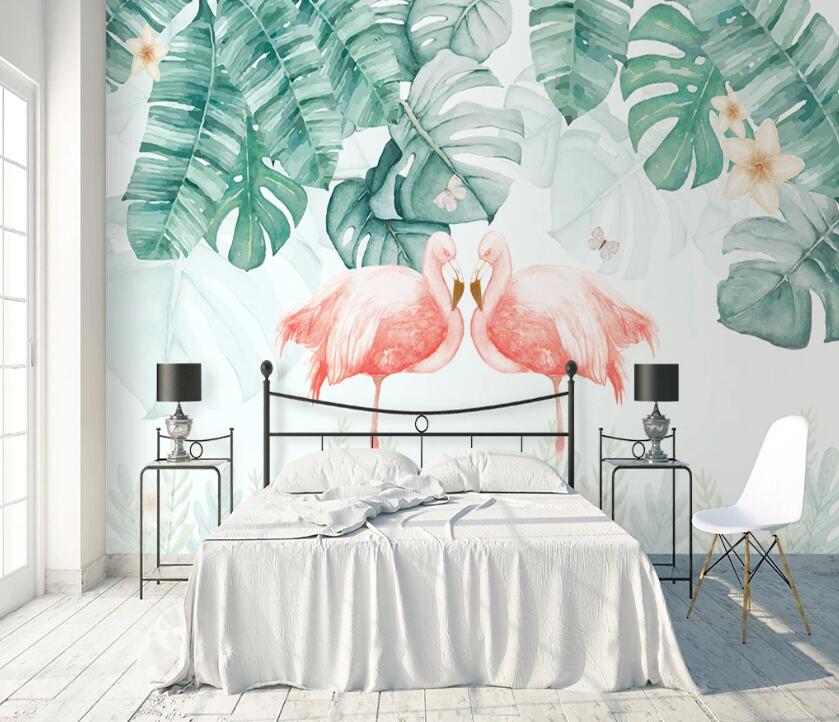 3D Flower Flamingo WC2446 Wall Murals