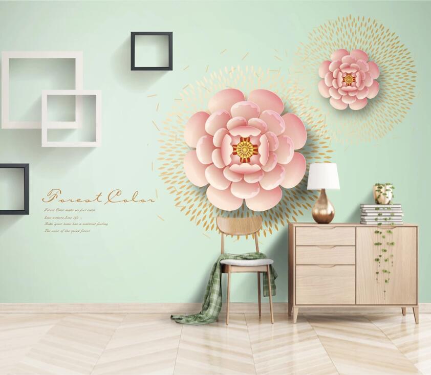3D Square Flower WC82 Wall Murals Wallpaper AJ Wallpaper 2