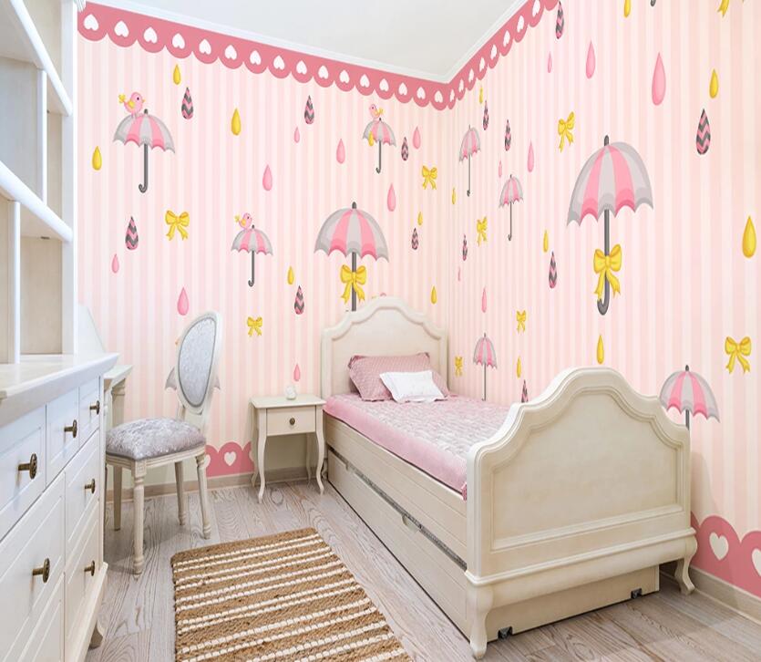 3D Pink Umbrella WC49 Wall Murals Wallpaper AJ Wallpaper 2