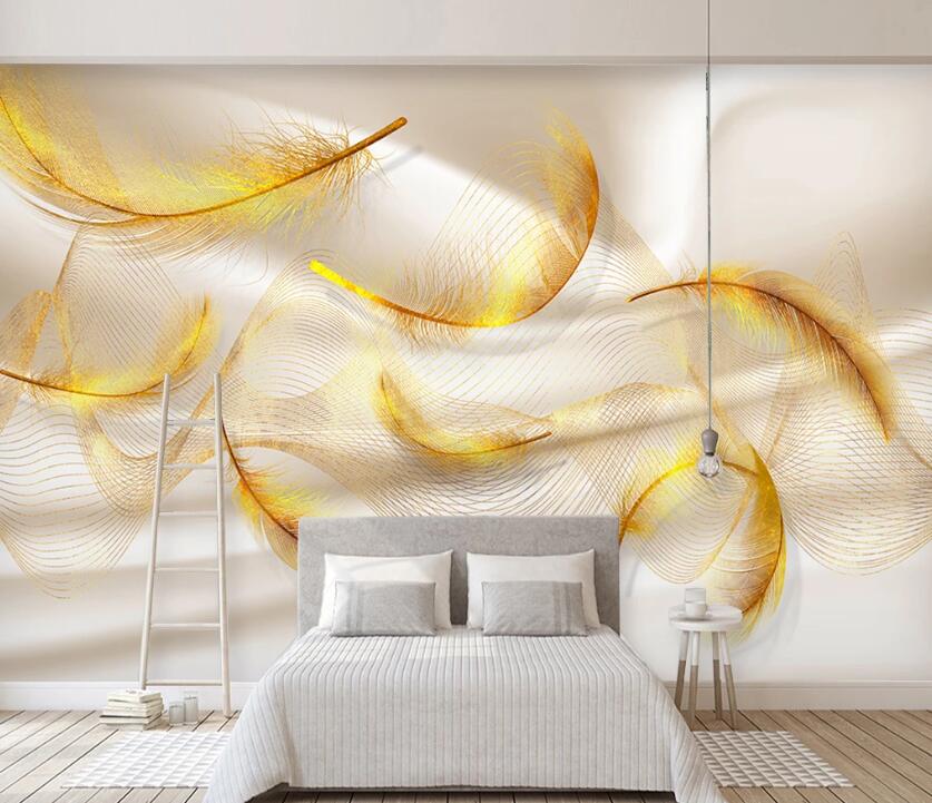 3D Yellow Feather WC2396 Wall Murals