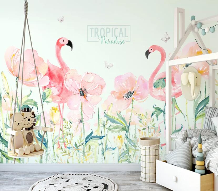 3D Pink Flamingo WC85 Wall Murals Wallpaper AJ Wallpaper 2