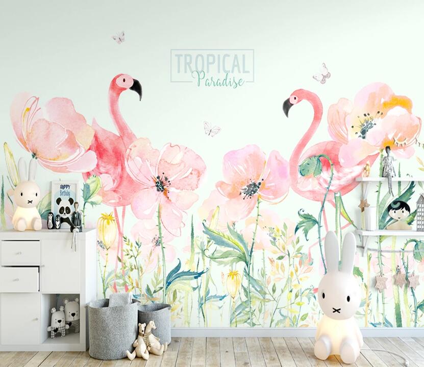 3D Flowers Flamingo WC2386 Wall Murals