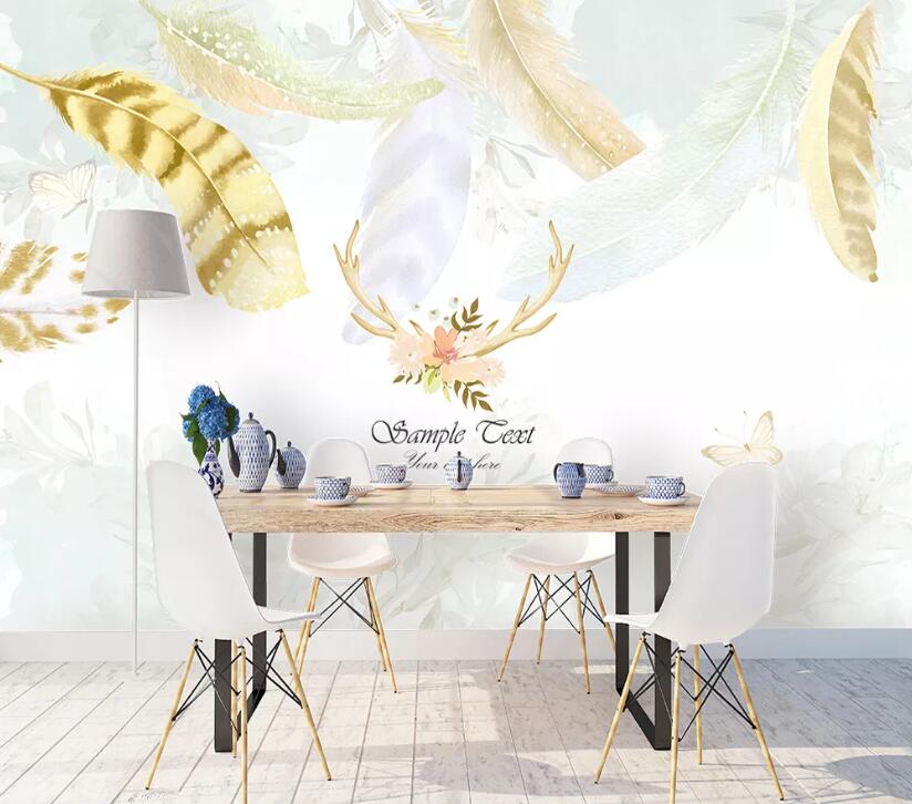 3D Yellow Feather WC2384 Wall Murals