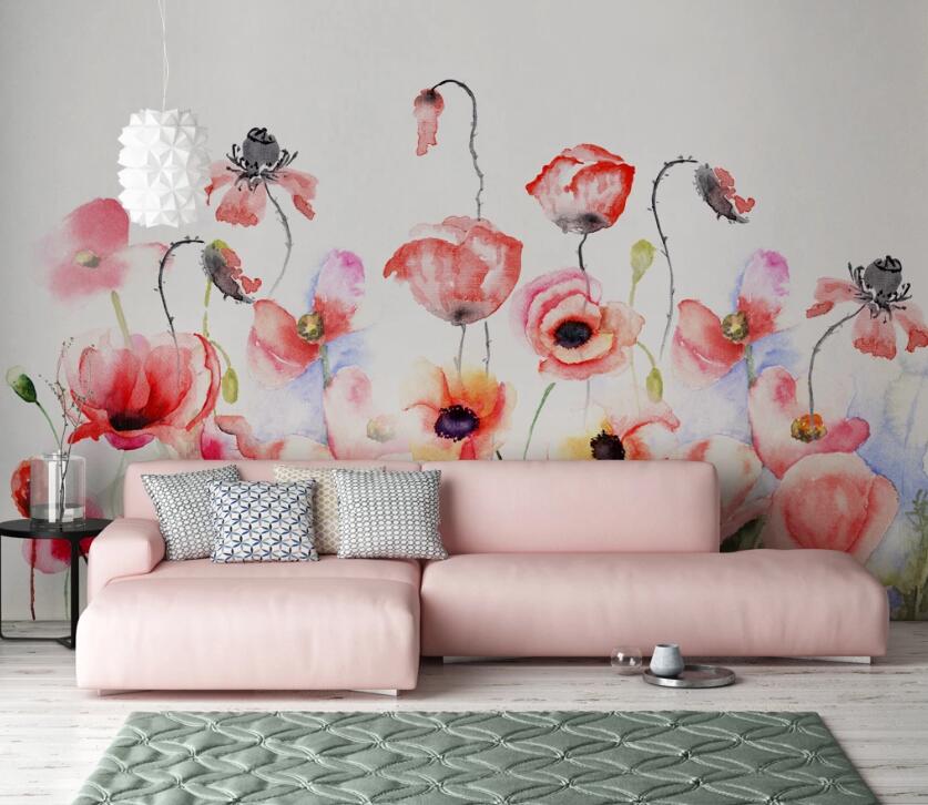 3D Red Flower WC52 Wall Murals Wallpaper AJ Wallpaper 2
