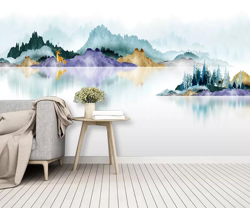 3D Color River Mountain WC03 Wall Murals Wallpaper AJ Wallpaper 2