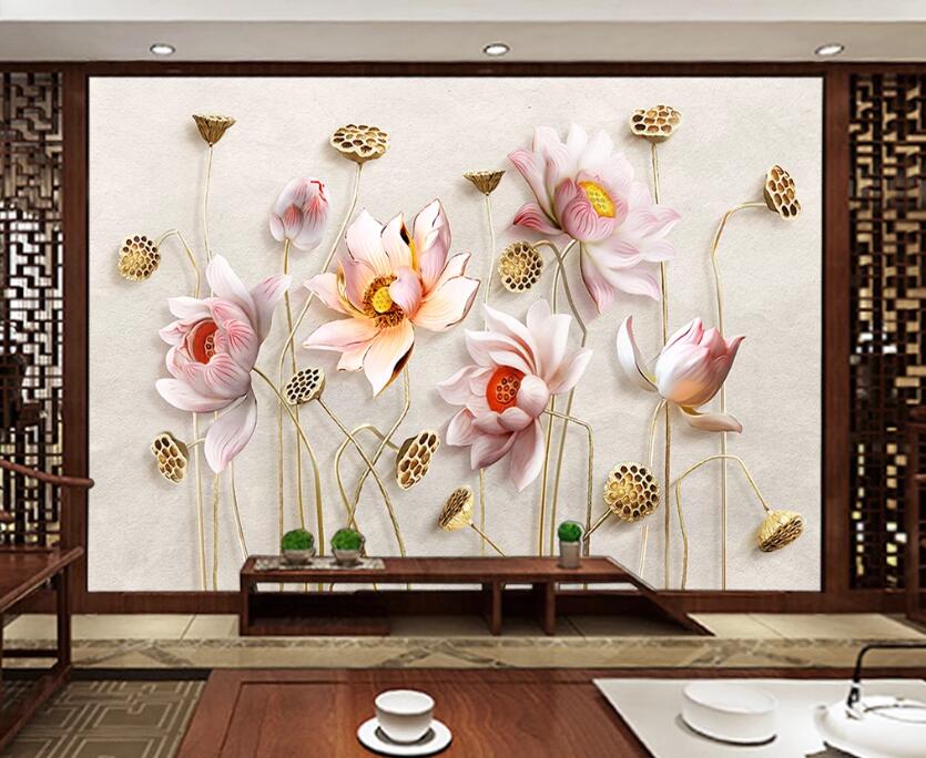 3D Lotus WC62 Wall Murals Wallpaper AJ Wallpaper 2