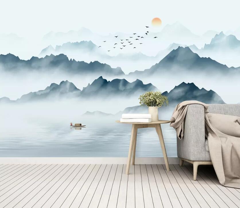 3D Ship Mountain WC2310 Wall Murals