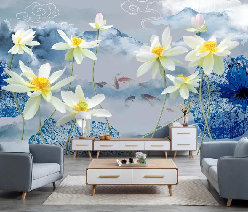3D Lotus WC12 Wall Murals Wallpaper AJ Wallpaper 2