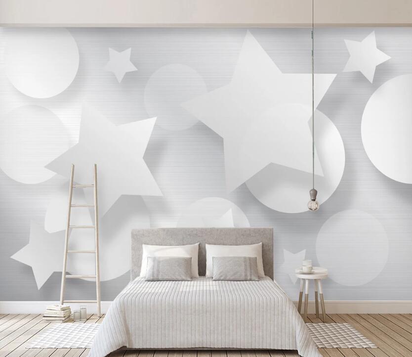 3D White Stars WC07 Wall Murals Wallpaper AJ Wallpaper 2