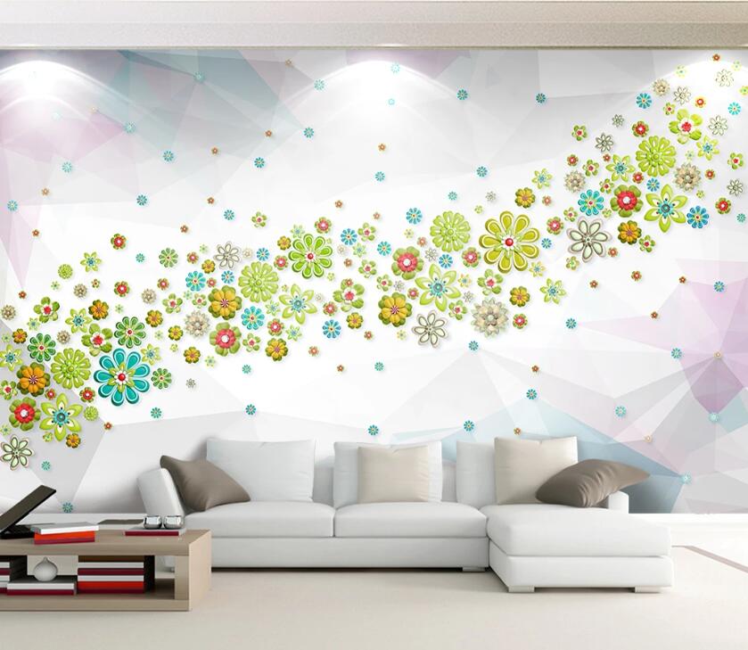 3D Colored Flowers WC05 Wall Murals Wallpaper AJ Wallpaper 2