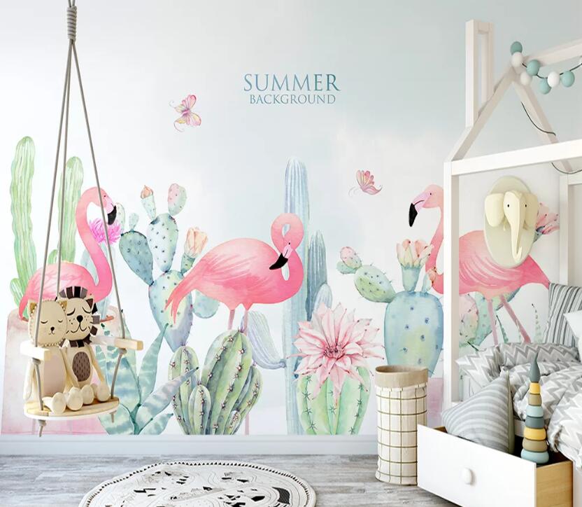 3D Pink Flamingo WC89 Wall Murals Wallpaper AJ Wallpaper 2