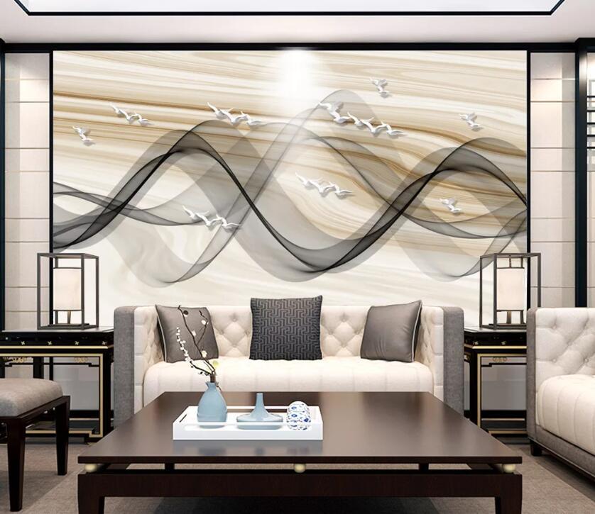 3D Black Wave WC84 Wall Murals Wallpaper AJ Wallpaper 2