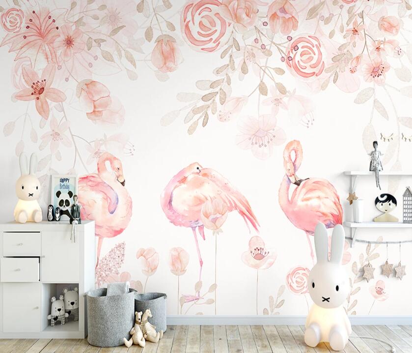 3D Pink Flamingo WC71 Wall Murals Wallpaper AJ Wallpaper 2