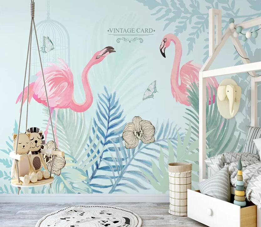 3D Cage Flamingo WC2253 Wall Murals