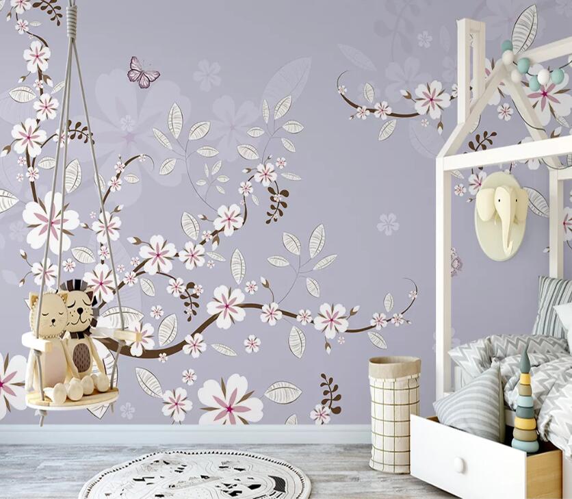 3D White Flowers WC52 Wall Murals Wallpaper AJ Wallpaper 2