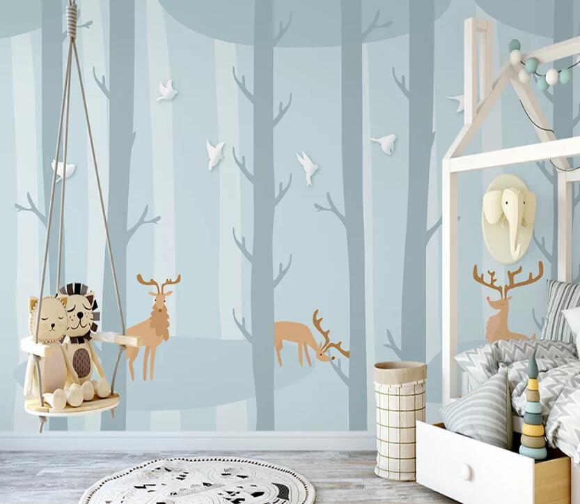 3D Deer Forest WC38 Wall Murals Wallpaper AJ Wallpaper 2