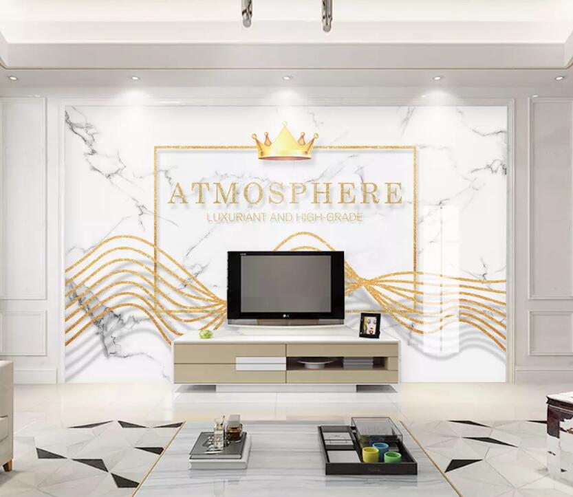 3D Golden Wave WC18 Wall Murals Wallpaper AJ Wallpaper 2