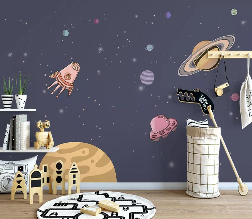 3D Rocket Ship WC2213 Wall Murals