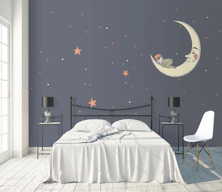 3D Star Moon WC11 Wall Murals Wallpaper AJ Wallpaper 2