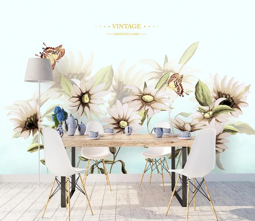 3D Flower Butterfly WC04 Wall Murals Wallpaper AJ Wallpaper 2