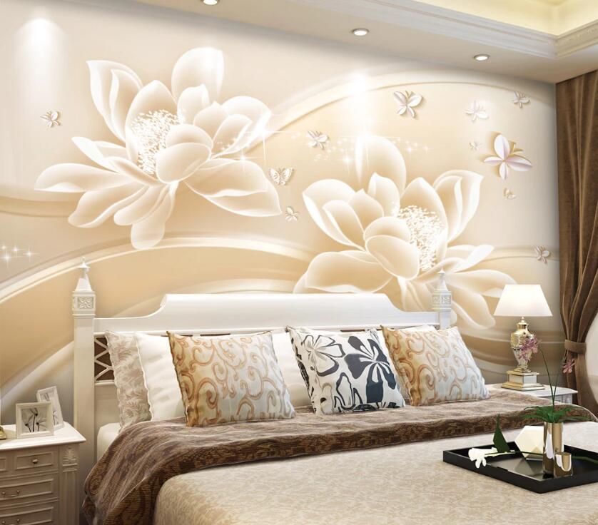 3D Flower Butterfly WC93 Wall Murals Wallpaper AJ Wallpaper 2