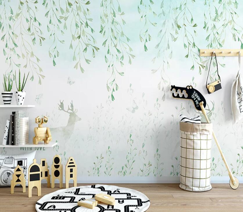 3D Green Leaves WC84 Wall Murals Wallpaper AJ Wallpaper 2