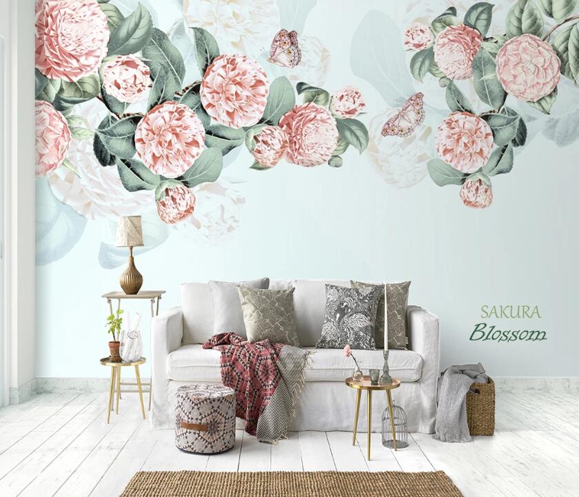 3D Flower Butterfly WC78 Wall Murals Wallpaper AJ Wallpaper 2