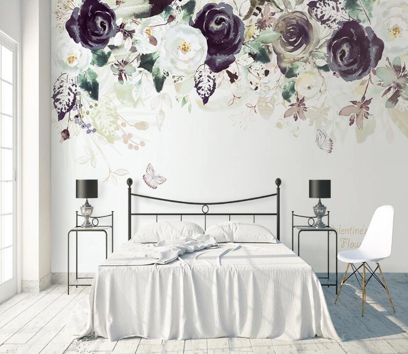 3D Flower Butterfly WC77 Wall Murals Wallpaper AJ Wallpaper 2