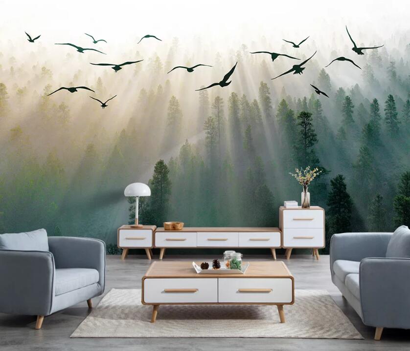 3D Flying Bird Forest WC67 Wall Murals Wallpaper AJ Wallpaper 2