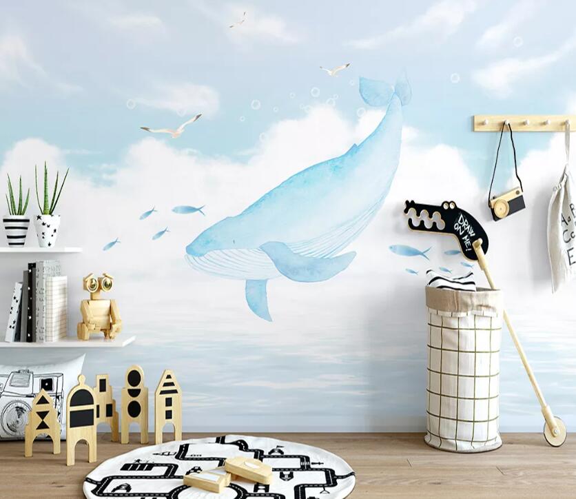 3D Sea Whale WC57 Wall Murals Wallpaper AJ Wallpaper 2