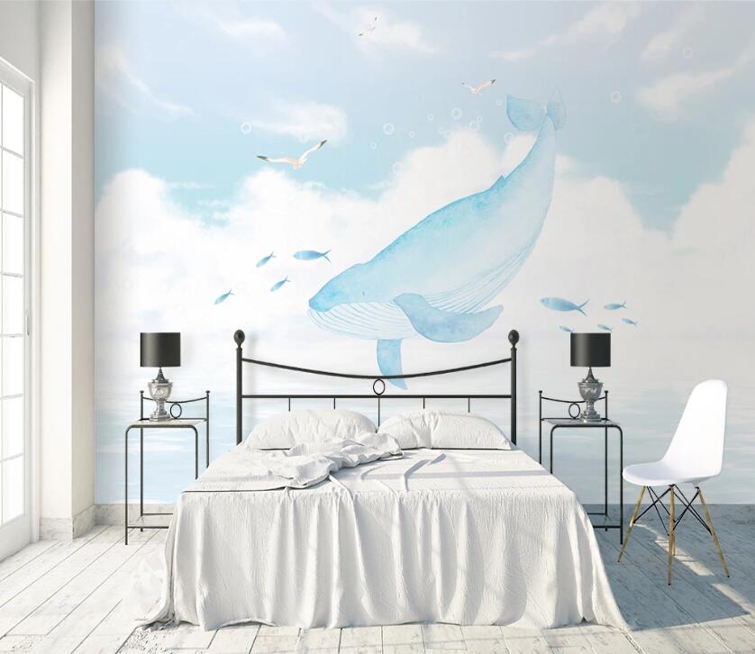 3D Sea Whale WC57 Wall Murals Wallpaper AJ Wallpaper 2