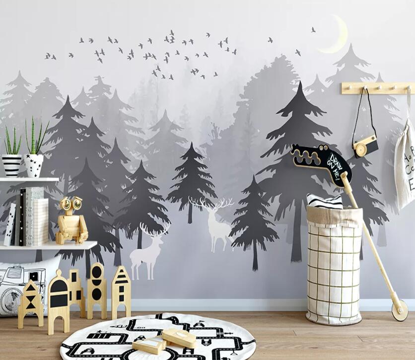 3D Foggy Forest WC50 Wall Murals Wallpaper AJ Wallpaper 2