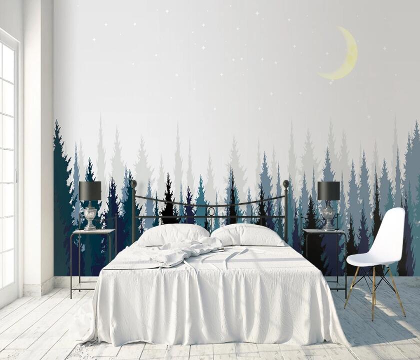 3D Moon Forest WC41 Wall Murals Wallpaper AJ Wallpaper 2