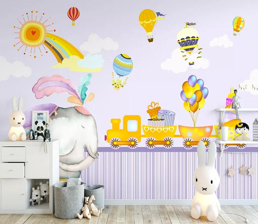 3D Rainbow Train WC2149 Wall Murals