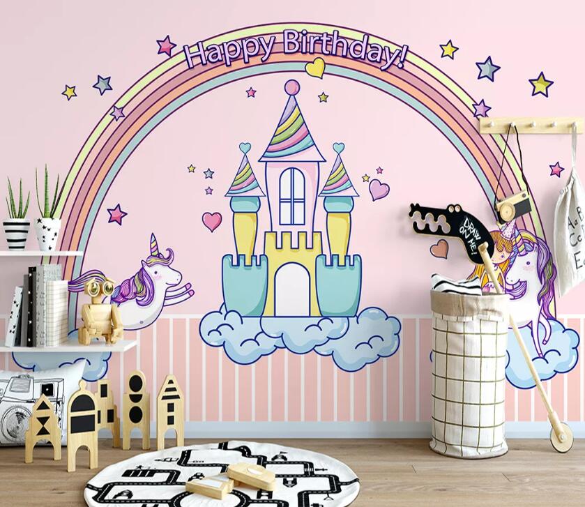 3D Rainbow Castle WC29 Wall Murals Wallpaper AJ Wallpaper 2